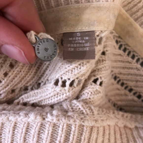 Anthropologie Knitted & Knotted Cream Sweater - Picture 3 of 4